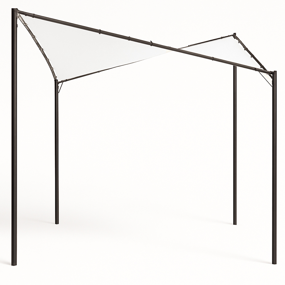 Gazebo a Vela da Giardino Esterno Bar 4x4 Metri Bianco Telo Copertura Farfalla