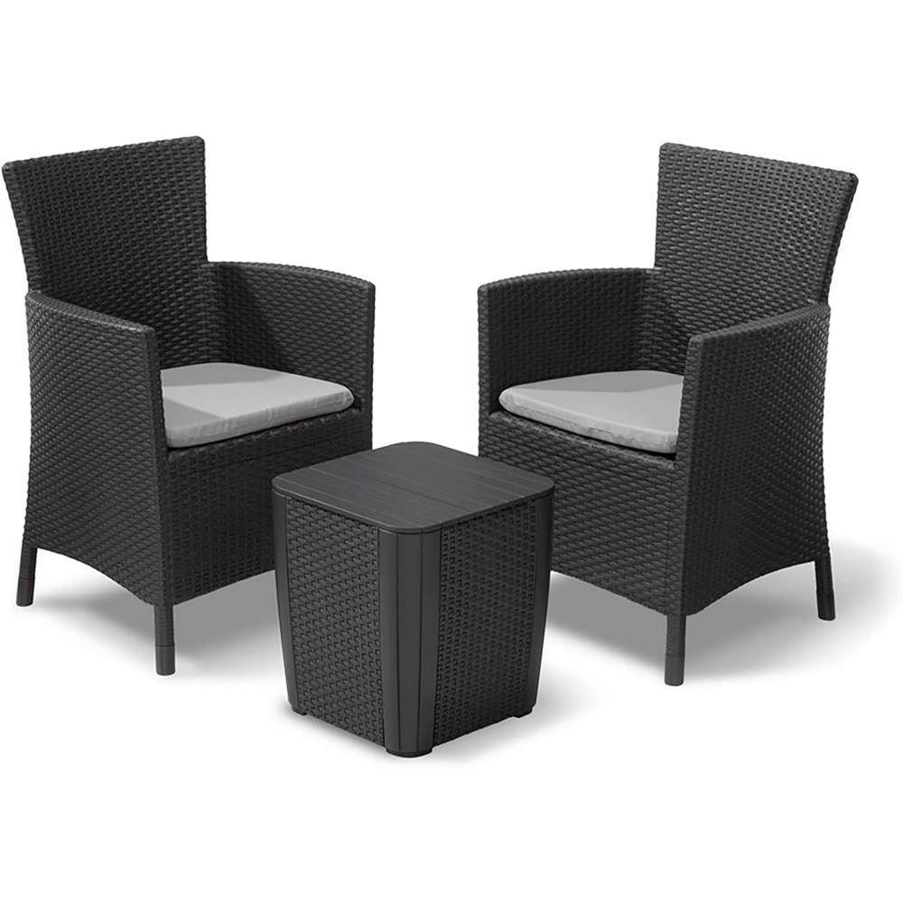 Set da Giardino Keter Iowa con Poltrone e Tavolino Contenitore Colore: Grafite