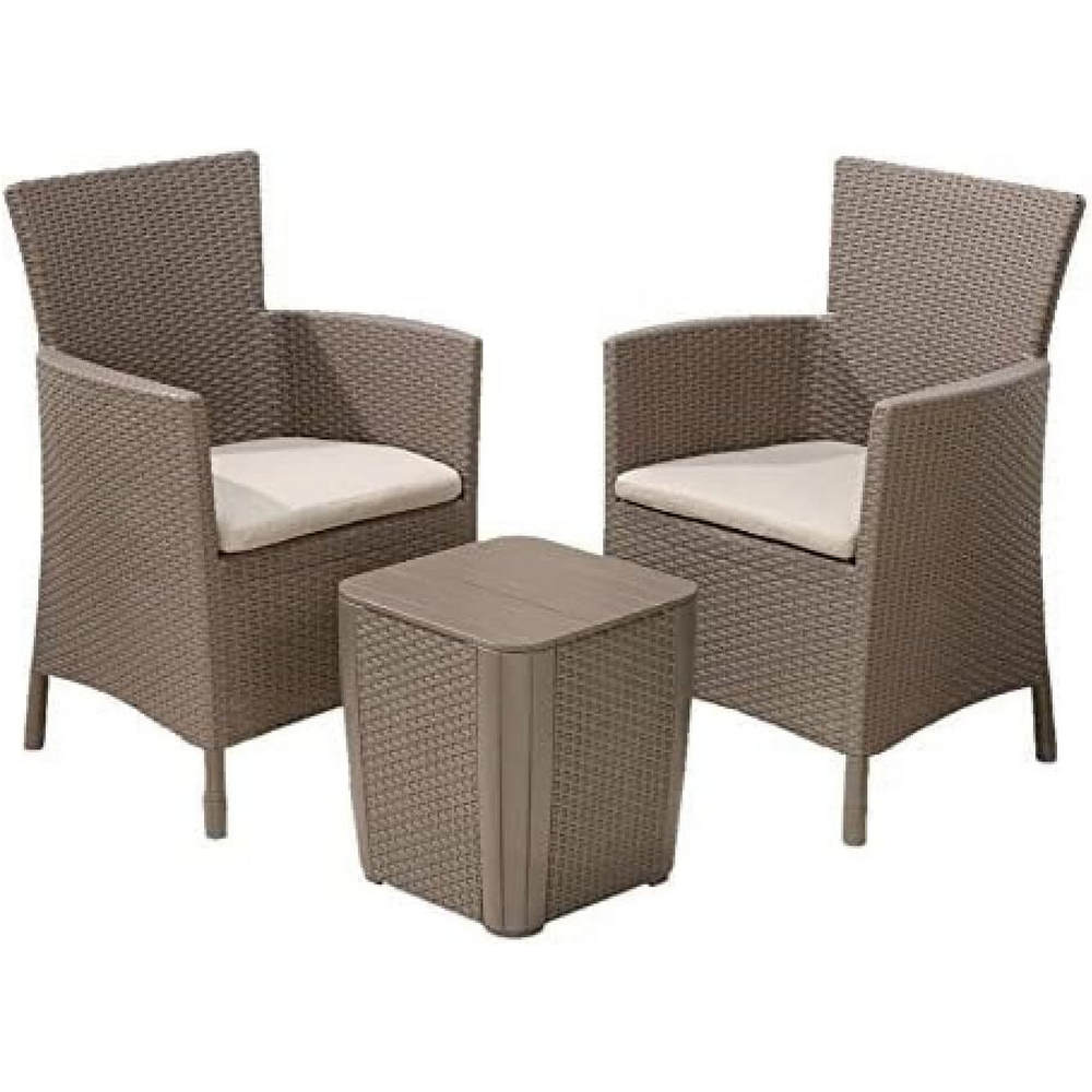 Set da Giardino Keter Iowa con Poltrone e Tavolino Contenitore Colore: Cappuccino