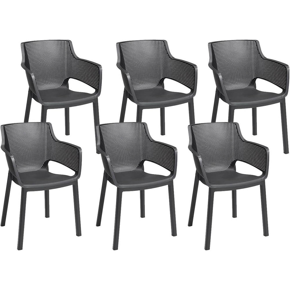 Set Sedie da Giardino Keter Elisa in Resina 6 Pz Colore: Grafite