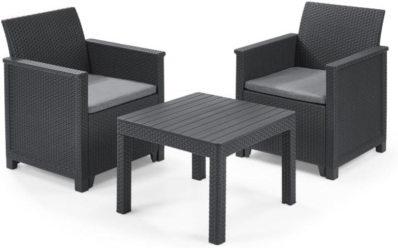 Set Mobili da Giardino Emma Balcony 2 Poltrone 1 Tavolino