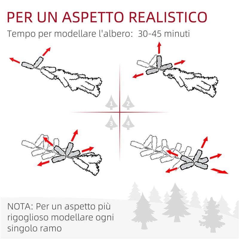 ALBERO DI NATALE IN PLASTICA CON 1050 RAMI E BASE PIEGHEVOLE IN ACCIAIO Ø 120X180 CM VERDE