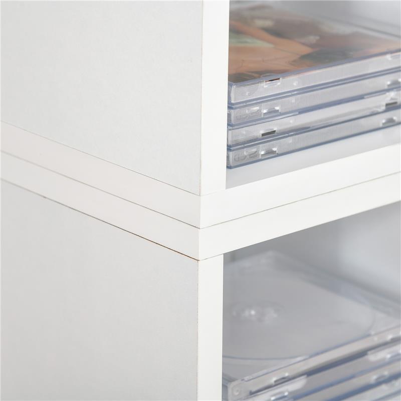 LIBRERIA SCAFFALE PORTA CD SET 2 PEZZI A 12 RIPIANI IN LEGNO 21X19.2X88.3 CM BIANCO