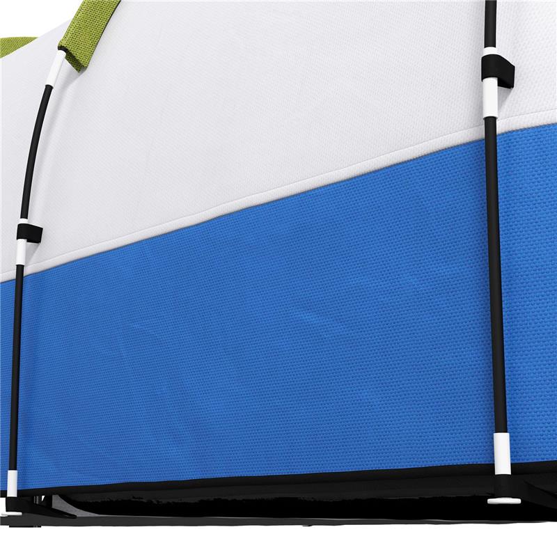 Image of TENDA DA CAMPEGGIO IMPERMEABILE CON 2 AREE E 3 INGRESSI IN POLIESTERE E FIBRA DI VETRO 420X200X150 CM VERDE