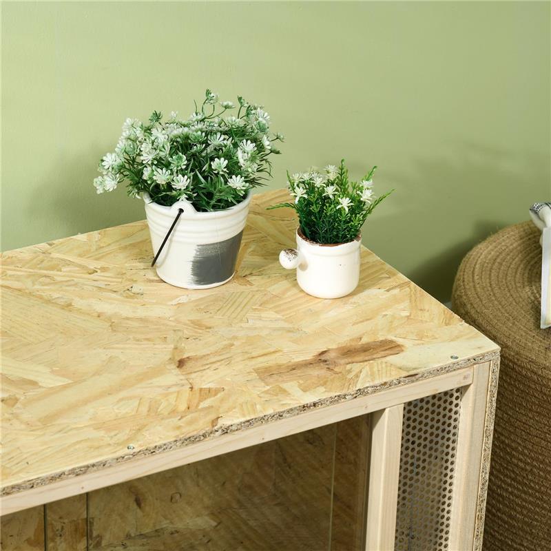 TERRARIO PER RETTILI IN LEGNO CON PORTE IN VETRO SCORREVOLI E PANNELLI IN RETE 40X80X40 CM