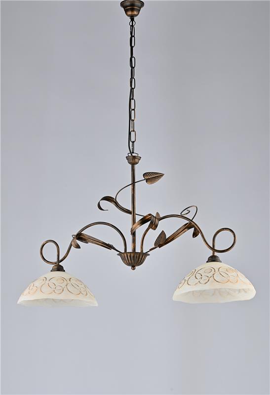 CARMEN LAMPADARIO IN METALLO DESIGN CLASSICO COLORE MARRONE E ORO E27 2 LUCI 57 WATT DIAMETRO 96X80 CM