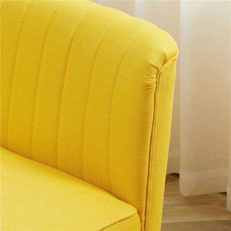 DIVANO 2 POSTI MODERNO IN TESSUTO SENZA BRACCIOLI CON GAMBE IN LEGNO 117X56.5X77 CM GIALLO