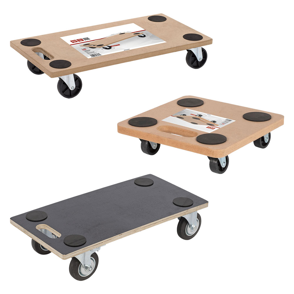 CARRELLO MULTIUSO PEDANA LEGNO cm 29 x 29 - ruote &Oslash; 50 mm / portata 200 kg