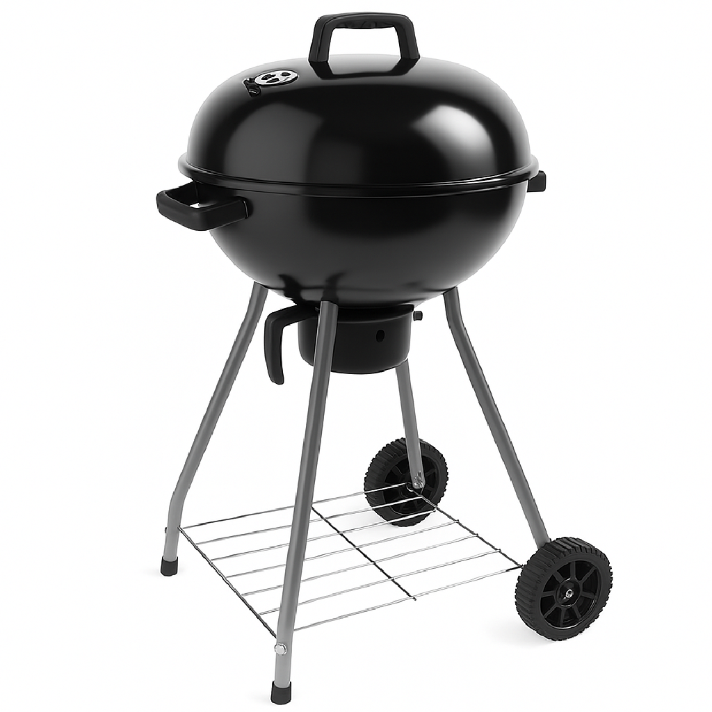 Barbecue a Carbone Rotondo con 2Ruote Valvola Cottura Ventilata Ø43 cm Nero