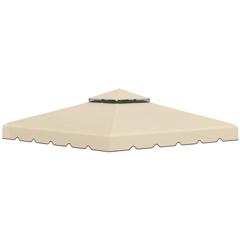 Image of TETTUCCIO DI RICAMBIO PER GAZEBO DA GIARDINO 3X3M CON TETTO A 2 LIVELLI IN POLIESTERE BEIGE