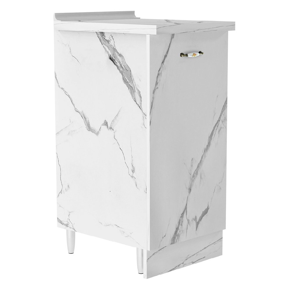 Image of Mobile Cucina Componibile Base 1 anta Colore Bianco Marmo 40x50 H 85 cm