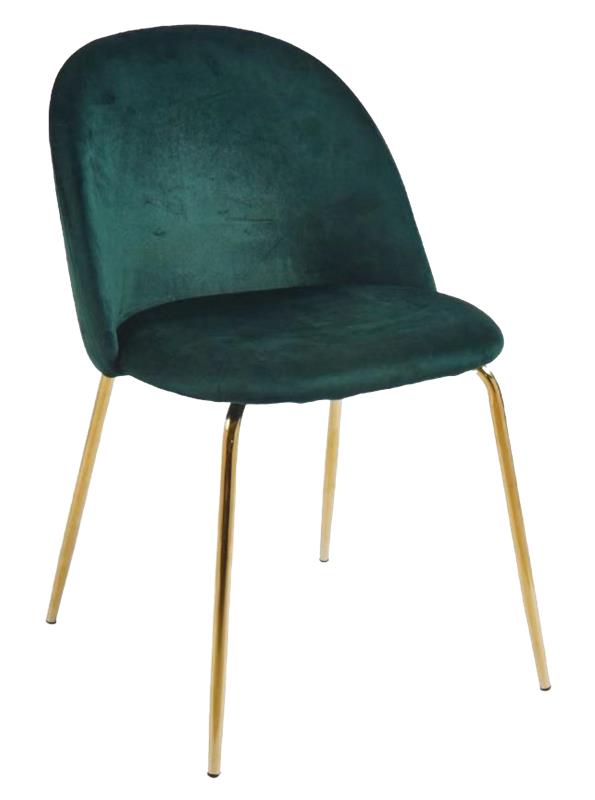POLTRONA IN VELLUTO VERDE CON PIEDI IN METALLO COLOR ORO DIMENSIONI 58X50X78 CM