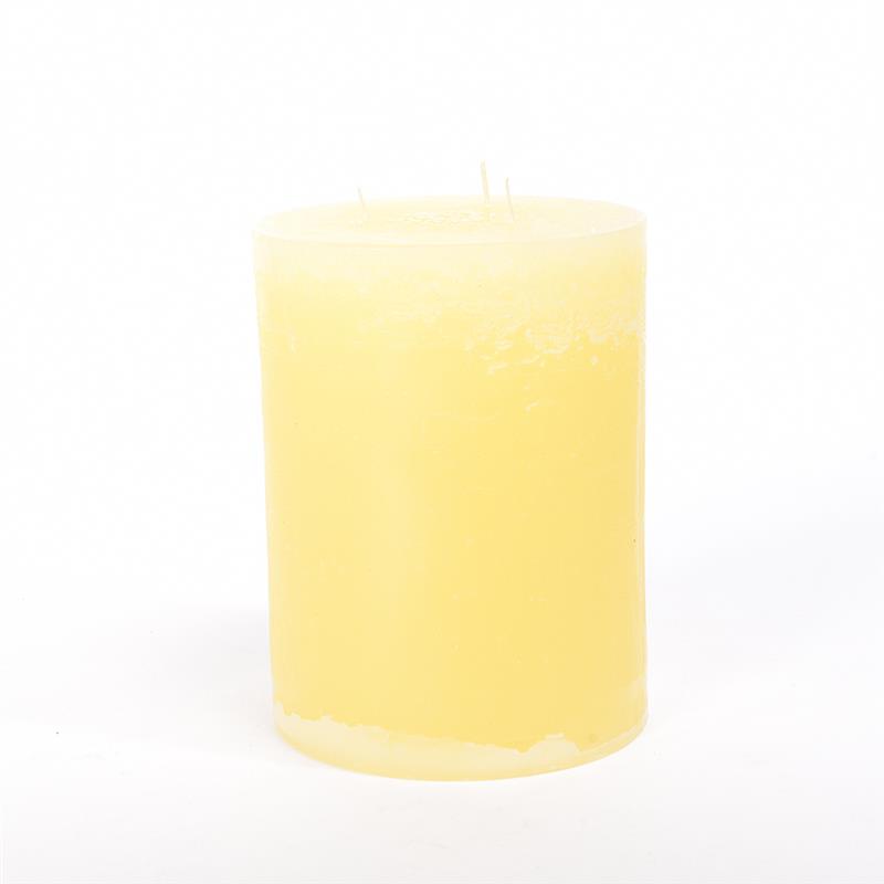 CANDELA PILLAR RUSTIC PROFUMATA COLORE AVORIO CON 3 FIAMME DIMENSIONI H CM 20 X D CM 15