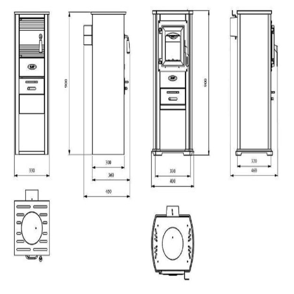 Berna Lux - Stufa A Legna In Ghisa E Acciaio, 5.3 Kw, Colore Rosso