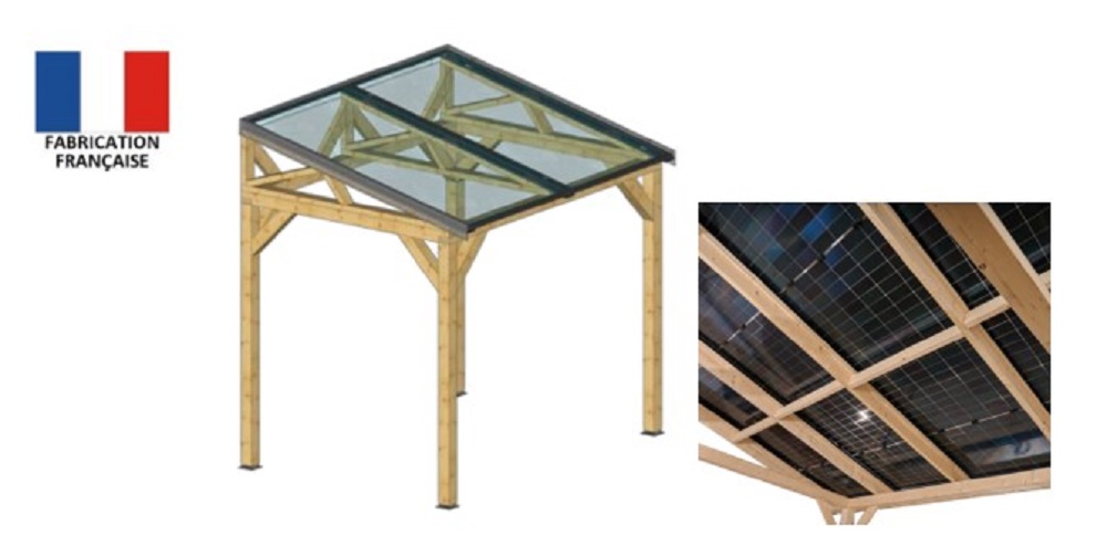 Tettoia Carport THT con impianto Fotovoltaico Wattoit 1kW Monofalda 191x243