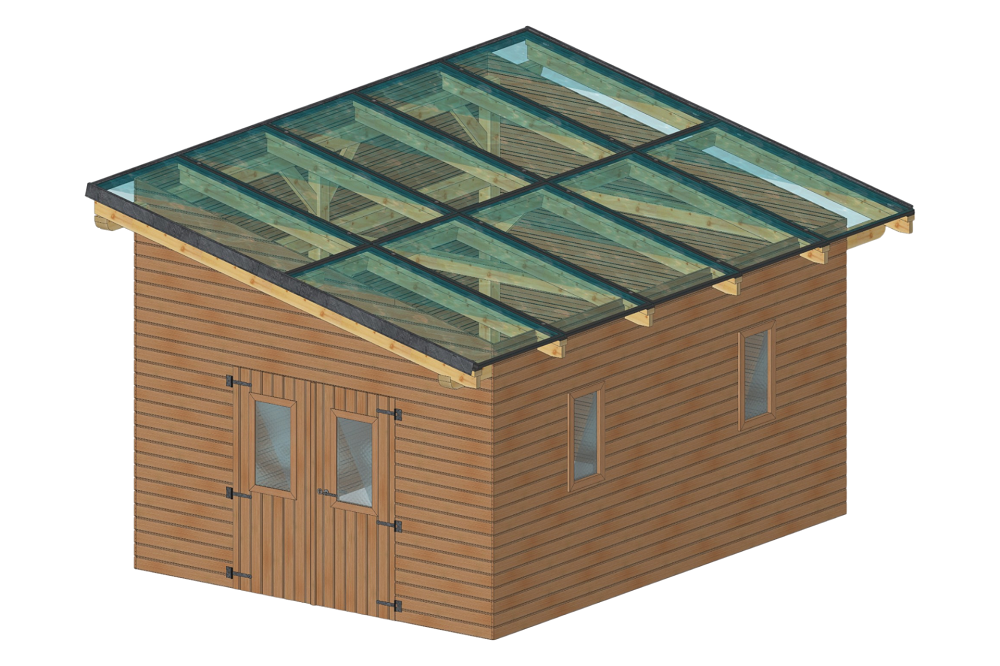 Casetta a Pannelli 120x120 abete THT con impianto fotovoltaico Wattoit 5kW