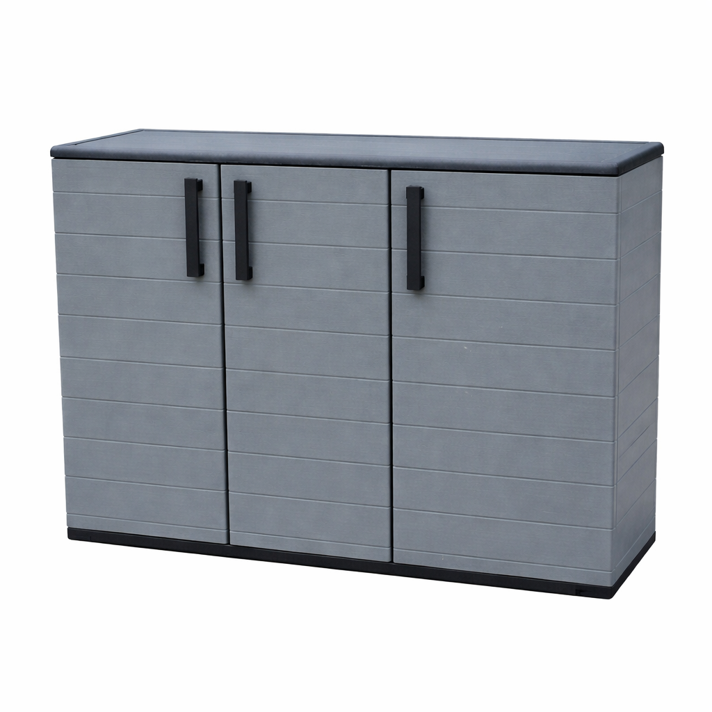 ARMADIO BASSO IN POLIPROPILENE CON 3 ANTE E RIPIANO 102 X 37 X H84 CM