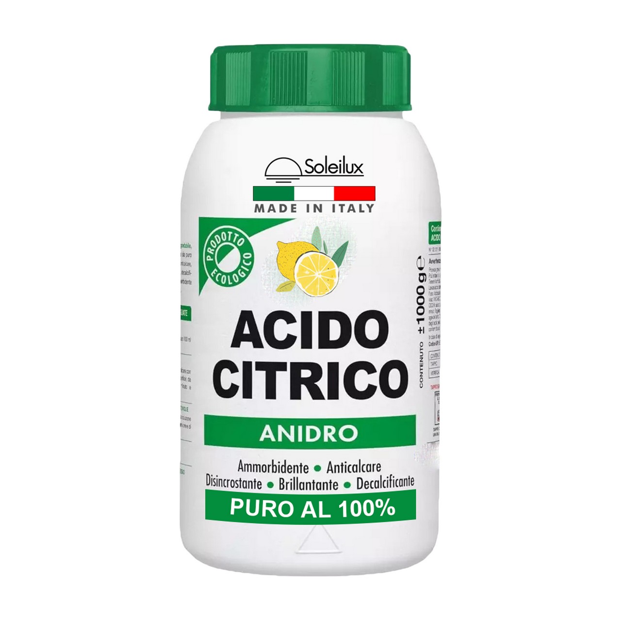 1X Acido Citrico Anidro 1kg Prodotto Ecologico