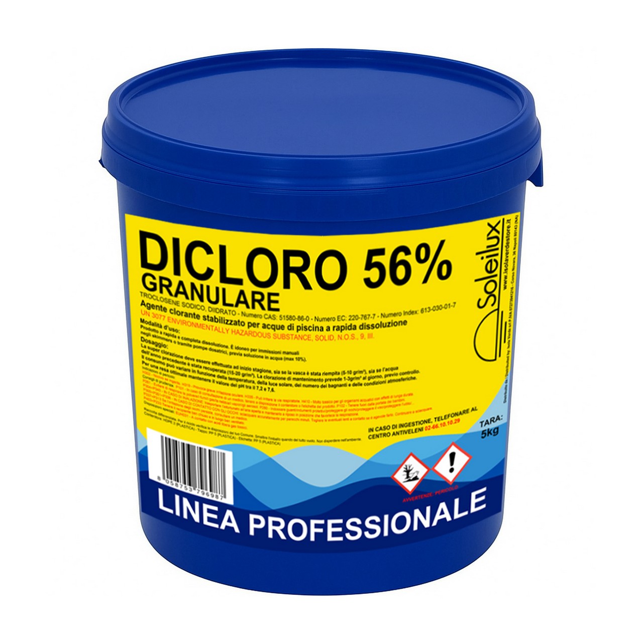 Dicloro Cloro Granulare 56% Rapido per Piscina - 5 kg, Dicloro Stabilizzato