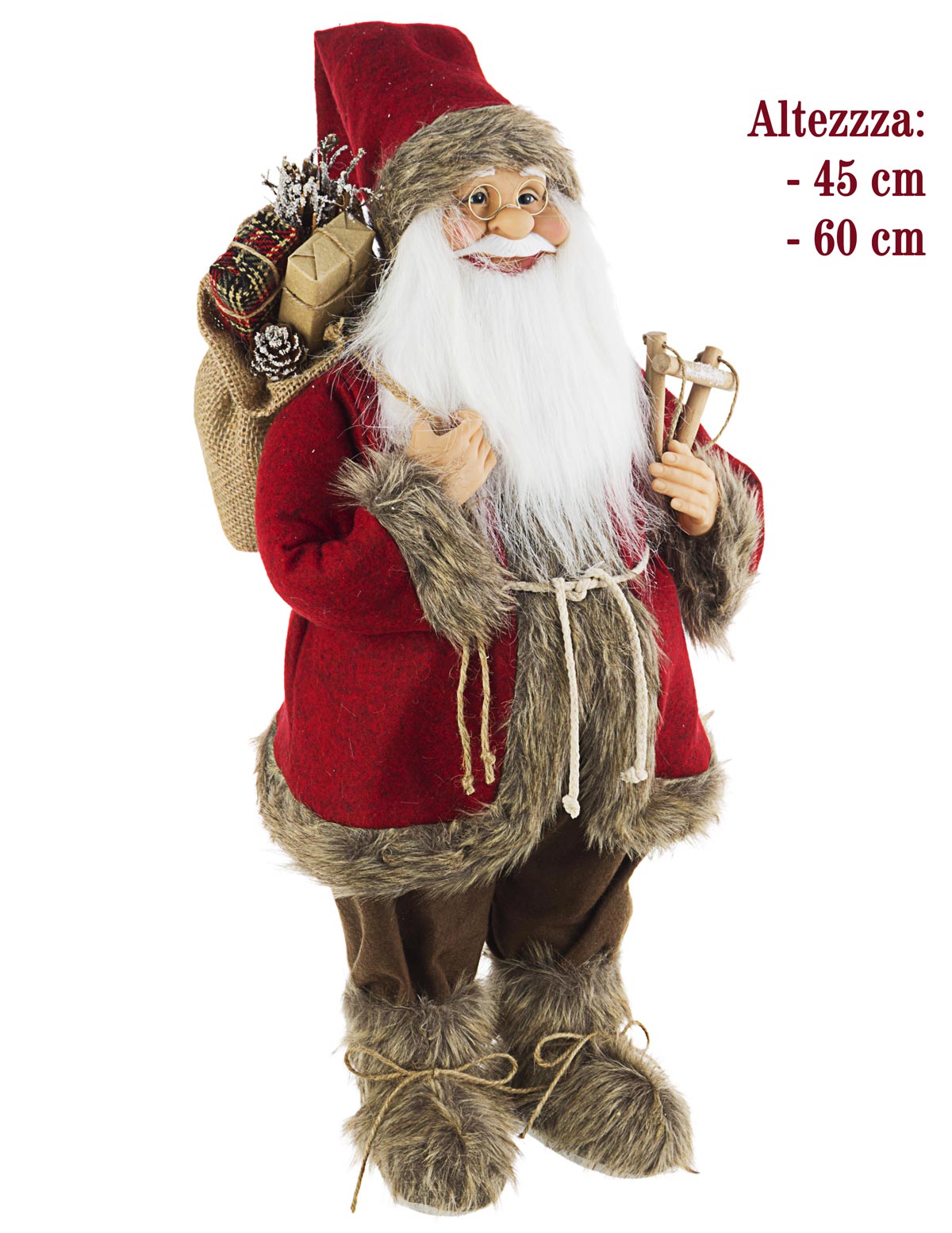 Image of Pupazzo Babbo Natale Holly Rosso Statuetta Santa Claus Decorazione Natalizia Dimensioni: H 60 cm