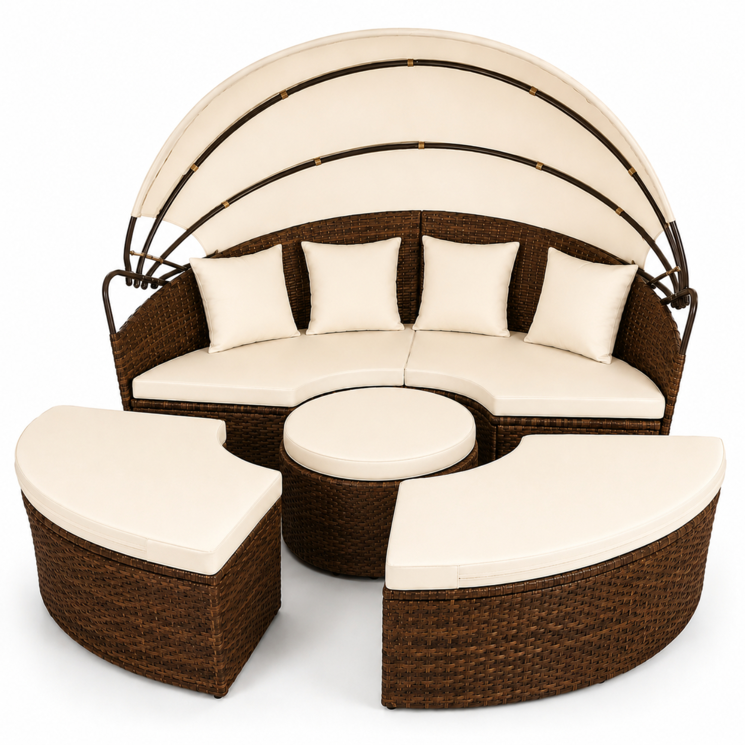 Isola Prendisole Modulare In Polyrattan Con Tettucc…