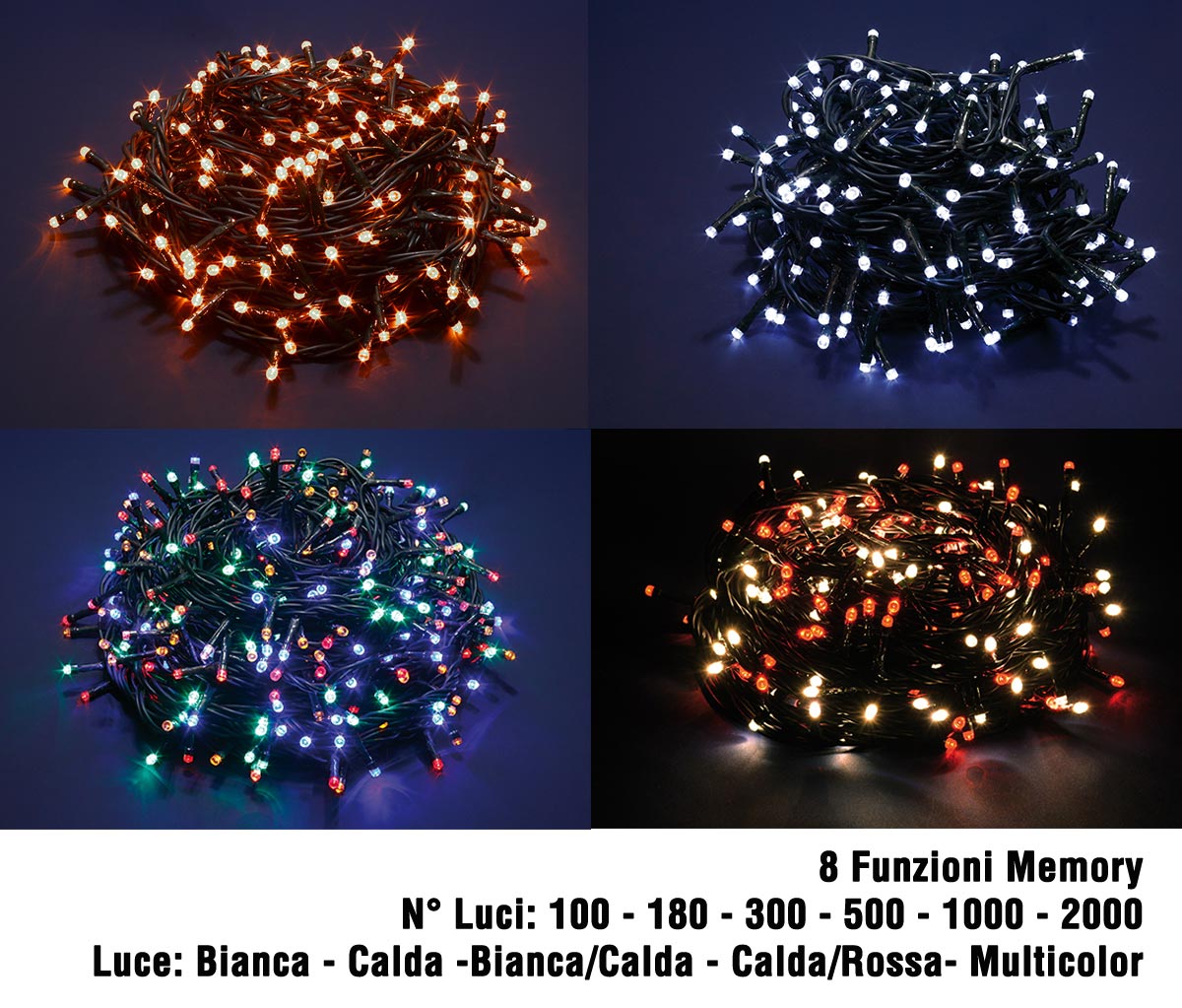 Image of Luci di Natale Led a Luce Calda Frossoda Bianca da Esterno Interno Addobbi Albero Numero Led: 2000, Temperatura di colore: Luce Oro