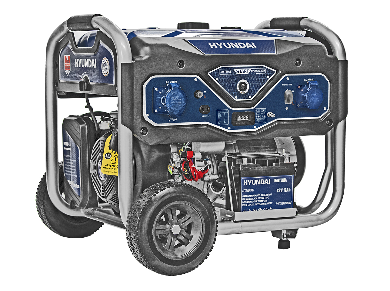 Image of Generatore di Corrente Benzina 4T Gruppo Elettrogeno Carrellato 65003 Hyundai