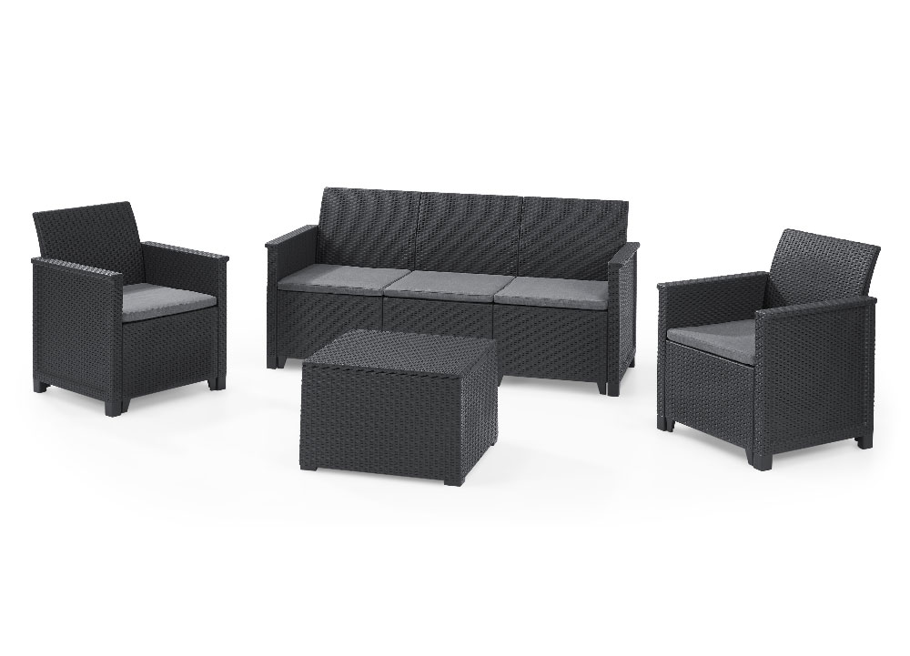 Set da Giardino Keter Emma 1 Divano 3 Posti Poltrone 1 Tavolino