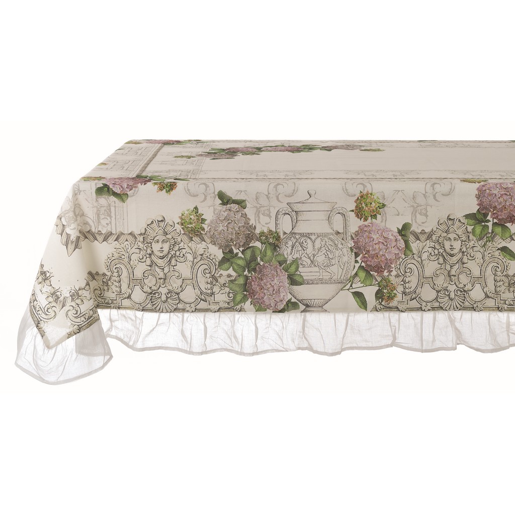 Tovaglia Tavolo Elegante Shabby Chic con Gala Cotone Bianco Blanc Mariclò Misure: 160 x 220 cm