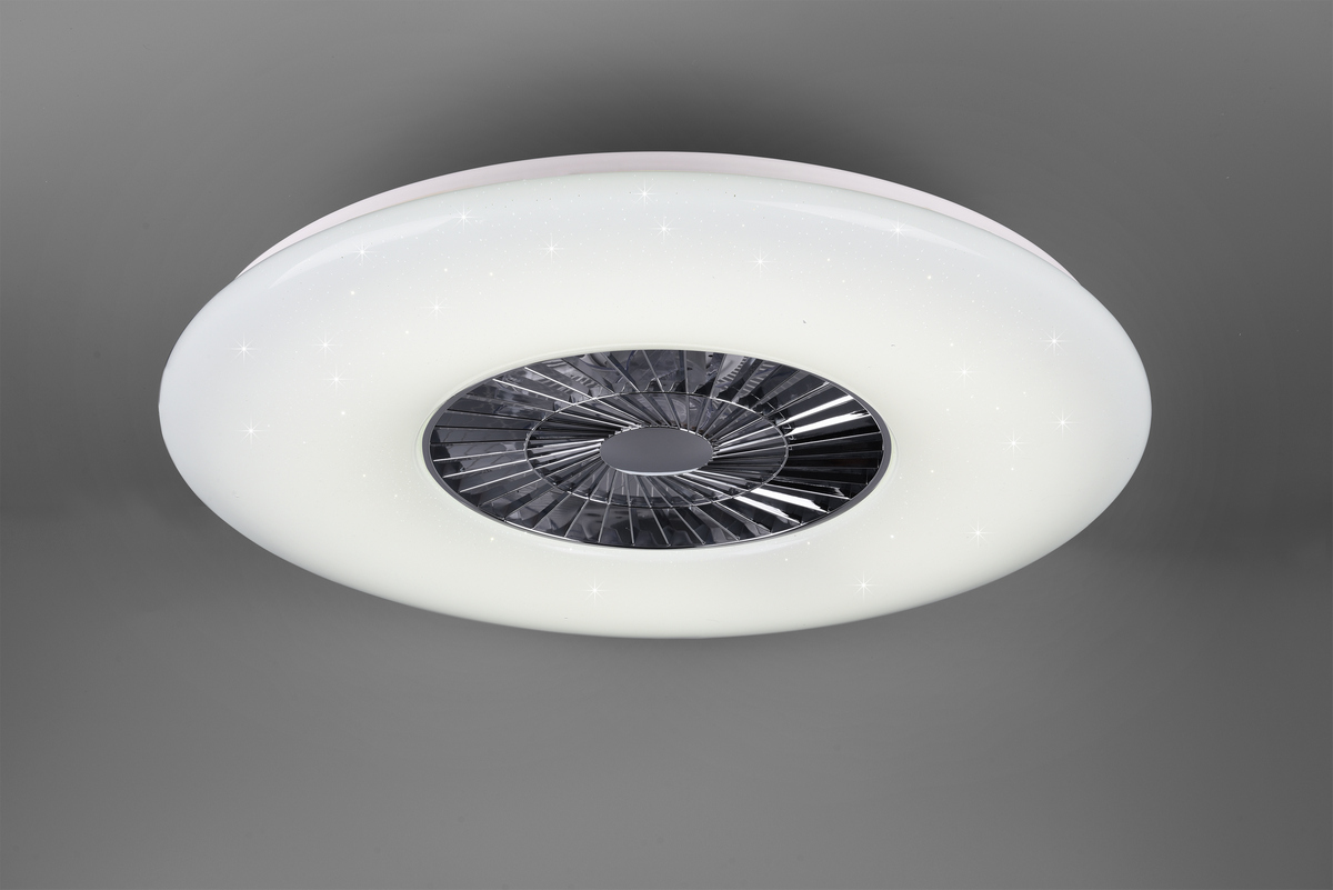 Ventilatore Soffitto Innovativo Ue 5 Anni Garanzia Plafoniera Moderna Illuminazione Led Luce Dimmerabile Effetto Cielo Stellato Vortice 3 Intensità Silenzioso Timer Istruzioni Italiano Ø 75 Cm-image