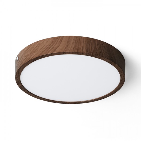 Image of Plafoniera HUE R 22 Cm da soffitto colore noce scuro 230V LED 24W 3000K