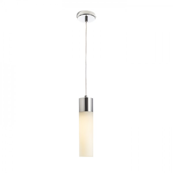 Image of Lampadario Lampada EIGHT a sospensione vetro opalino/cromo 230V E27 28W