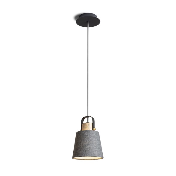 Image of Lampadario CHOUPETTE a sospensione grigio nerastro tessuto/legno 230V E27 15W