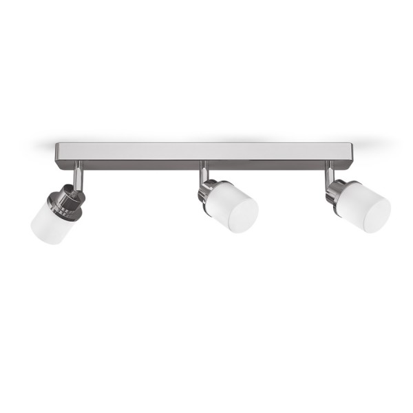 Image of Lampadario faretti LINN III plafoniera/applique vetro opalino/cromo 230V G9 LED 3x3W IP44