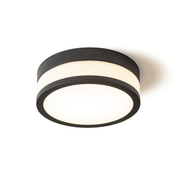 Image of Plafoniera CIRA LED 23 da soffitto vetro opalino/nero 230V LED 12W IP44 3000K