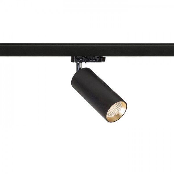 Image of Faretto a cilindro MAVRO per binario trifase nero/oro 230V LED 12W 38° 3000K