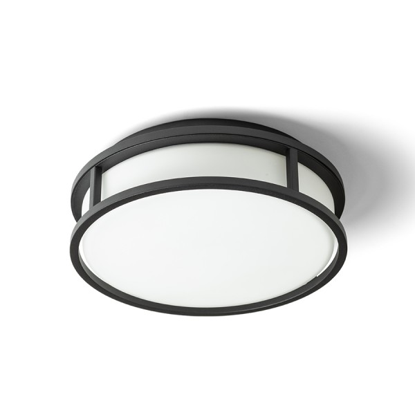 Image of Plafoniera GRANDE LED 25 da soffitto vetro opalino/nero 230V LED 12W IP44 3000K