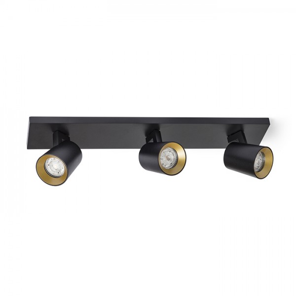 Image of Faretto KENNY III plafoniera/applique nero/oro 230V GU10 3x35W