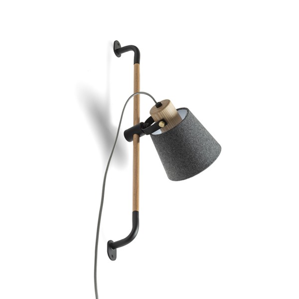 Image of Lampada CHOUPETTE scorrevole da parete grigio nerastro tessuto/legno 230V E27 15W