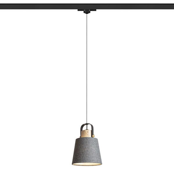 Image of Lampadario CHOUPETTE per binario trifase grigio nerastro tessuto/legno 230V E27 15W