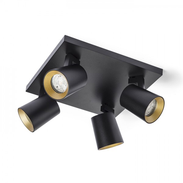 Image of Faretto KENNY IV da soffitto nero/oro 230V GU10 4x35W