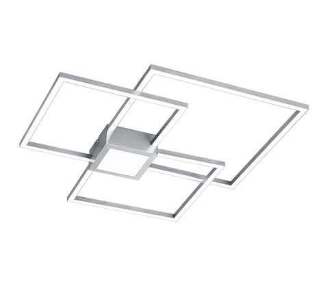 Image of Plafoniera Led Interno Parete Soffitto 3 Quadrati Dimmer Acciaio Hydra GD Trio