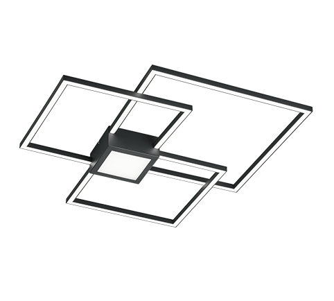 Image of Plafoniera Led Interno Parete Soffitto 3 Quadrati Dimmer Antracite Hydra GD Trio
