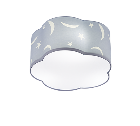 Image of Plafoniera Soffitto Bambino Paralume Nuvola Lune e Stelle Azzurra Moony GD Trio