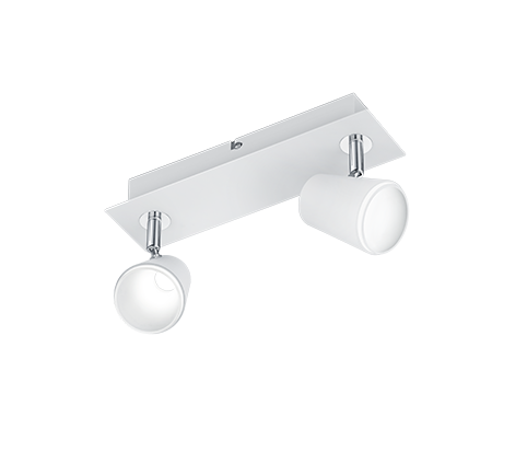 Faretti Led Parete Soffitto Barra 2 Spots Diffusore Conico Bianca Narcos GD Trio