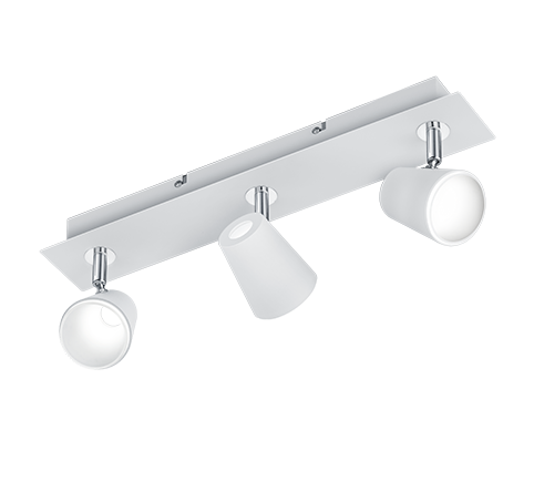 Faretti Led Parete Soffitto Barra 3 Spots Diffusore Conico Bianca Narcos GD Trio