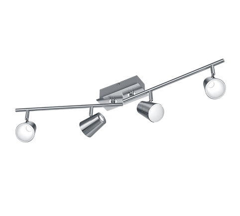 Faretti Led Parete Soffitto 4 Spots Diffusore Conico Acciaio Narcos GD Trio