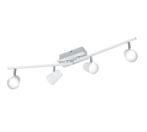 Faretti Led Parete Soffitto Barra 4 Spots Diffusore Conico Bianco Narcos GD Trio