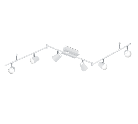 Faretti Led Parete Soffitto Barra 6 Spots Diffusore Conico Bianco Narcos GD Trio