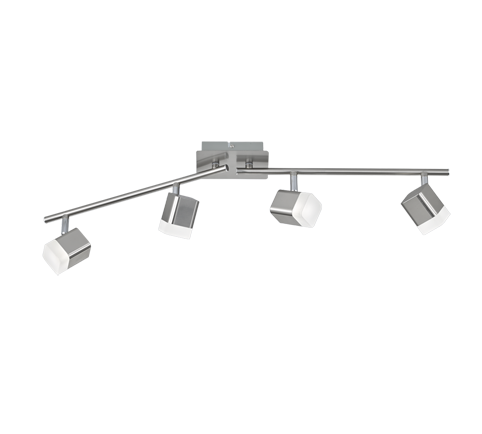 Lampada Barra 4 Spots Faretti Led Quadrati Acciaio Satinato Roubaix GD Trio